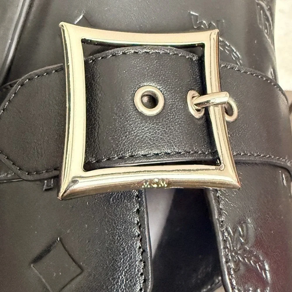 MCM Leather Men's Buckle Clogs (Flat Mule In Black) Sizes 42